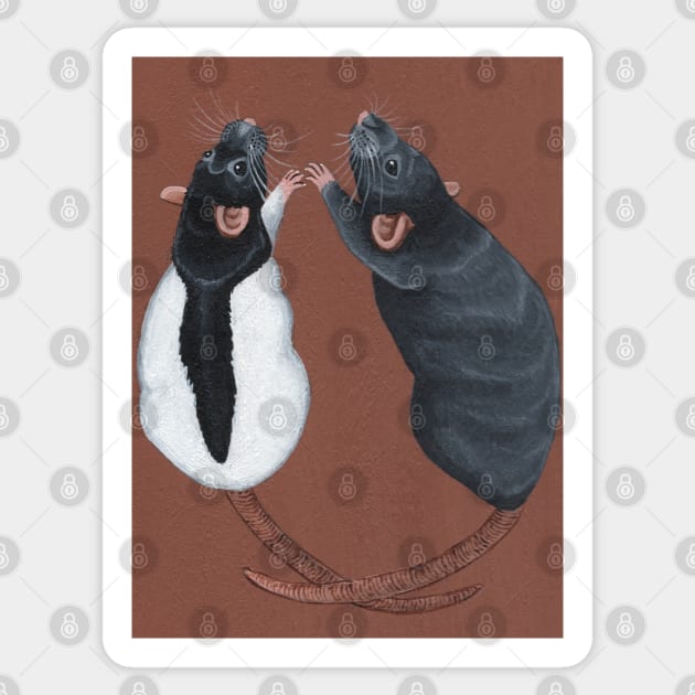 Two Rats Reaching Upward Sticker by WolfySilver